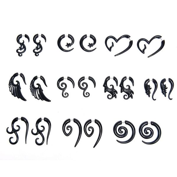 stud 1pair black punk tribal spiral fake gauges acrylic ear tapers plugs horn earrings wing faux piercings body, Golden;silver
stud 1pair black punk tribal spiral fake gauges acrylic ear tapers plugs horn earrings wing faux piercings body, Golden;silver