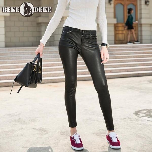 women's pants & capris luxury high street women 100% real sheepskin skinny pencil long trousers female office lady stretchy genuine lea, Black;white
women's pants & capris luxury high street women 100% real sheepskin skinny pencil long trousers female office lady stretchy genuine lea, Black;white