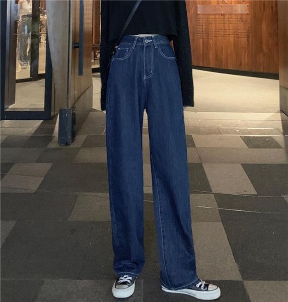 will show thin straight firm offers high waist jeans women loose wide-legged pants women's, Blue
will show thin straight firm offers high waist jeans women loose wide-legged pants women's, Blue