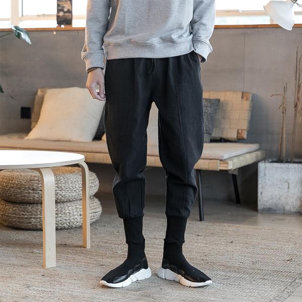 high waist pants sweatpants men chinese style drawstring bagg trousers fashion capris men's, Black
high waist pants sweatpants men chinese style drawstring bagg trousers fashion capris men's, Black