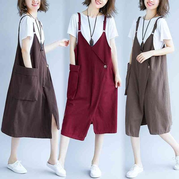 plus size summer cotton dress casual apron fashion women's sundress suspender overalls maxi vestidos robe 210603, Black;gray
plus size summer cotton dress casual apron fashion women's sundress suspender overalls maxi vestidos robe 210603, Black;gray
