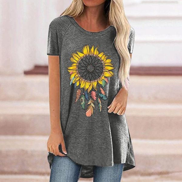 women's t-shirt casual summer streetwear women sunflower printing short sleeve round neck pullover loose tee tunic, White
women's t-shirt casual summer streetwear women sunflower printing short sleeve round neck pullover loose tee tunic, White