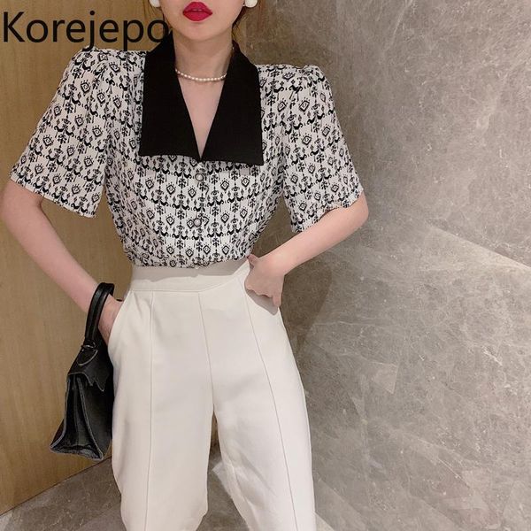 women's blouses & shirts korejepo women shirt 2021 summer ladies french elegant vintage hong kong style v-neck chic printed puff short, White
women's blouses & shirts korejepo women shirt 2021 summer ladies french elegant vintage hong kong style v-neck chic printed puff short, White