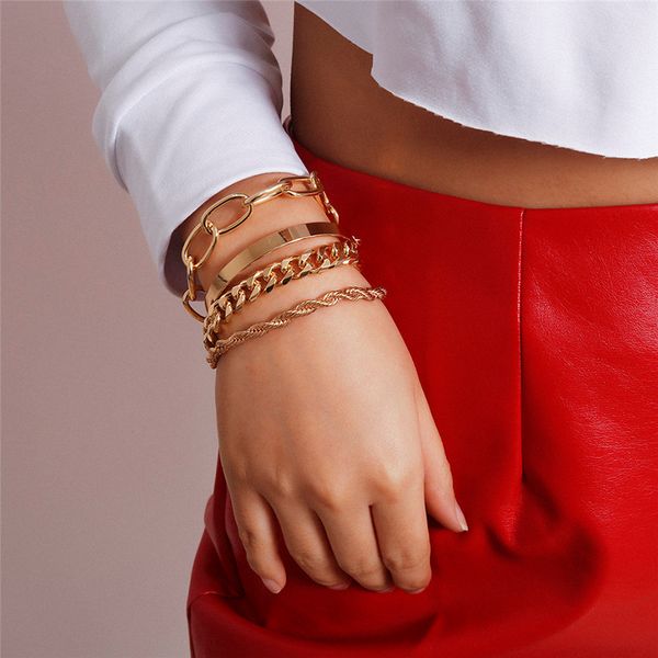 4pcs punk cuban chain bracelets set for women miami boho thick gold color charm bracelet bangles fashion jewelry, Black
4pcs punk cuban chain bracelets set for women miami boho thick gold color charm bracelet bangles fashion jewelry, Black