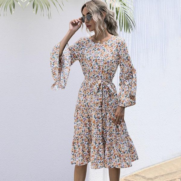 a-line floral ladies frocks casual o-neck full flare sleeve vintage dress elegant knee-length bandage dresses for women party, Black;gray
a-line floral ladies frocks casual o-neck full flare sleeve vintage dress elegant knee-length bandage dresses for women party, Black;gray