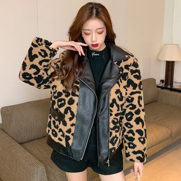 two piece dress lamb wool coat female barbaric little leopard print motorcycle jacket quilted plush short scd7, White
two piece dress lamb wool coat female barbaric little leopard print motorcycle jacket quilted plush short scd7, White