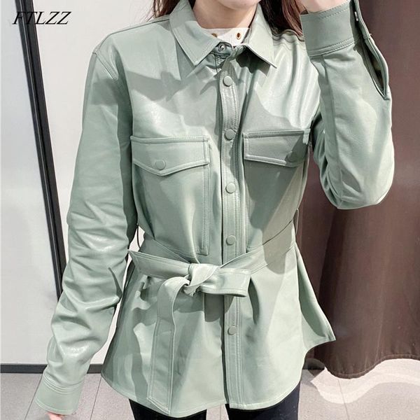 women's leather & faux ftlzz 2021 women jacket single breasted casual coat tie streetwear coats pu shirt with belt, Black
women's leather & faux ftlzz 2021 women jacket single breasted casual coat tie streetwear coats pu shirt with belt, Black