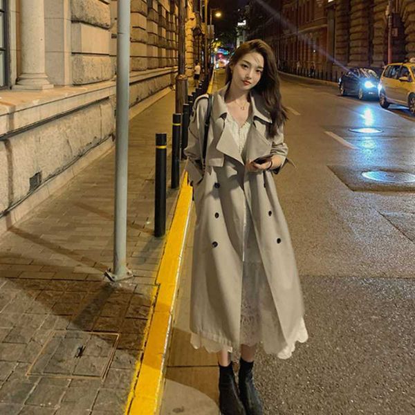 women's trench coats khaki tooling style women windbreaker 2021 spring autumn mid long solid color double breasted temperament overcoat, Tan;black
women's trench coats khaki tooling style women windbreaker 2021 spring autumn mid long solid color double breasted temperament overcoat, Tan;black