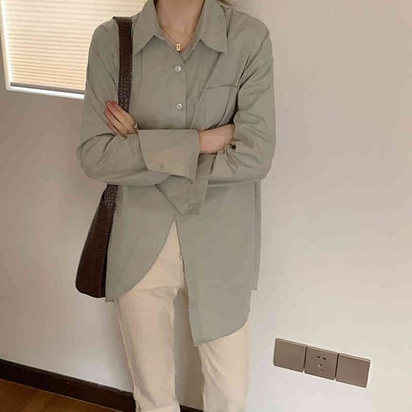 chic irregular split solid ol casual women lapel gentle loose elegance vintage all match streetwear shirts 210421, White
chic irregular split solid ol casual women lapel gentle loose elegance vintage all match streetwear shirts 210421, White