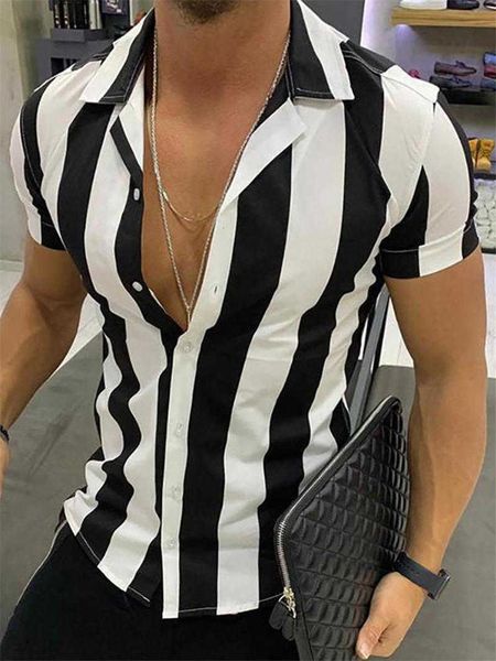 men's casual shirts holiday clothing designer summer striped print beach loose mens short s 6zbn, White;black
men's casual shirts holiday clothing designer summer striped print beach loose mens short s 6zbn, White;black