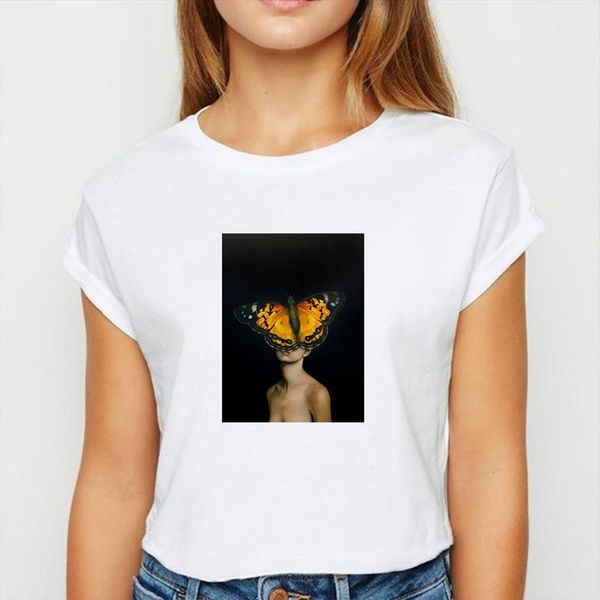 female butterfly feather flower men t shirts and womens girl harajuku spring summer ropa mujer hipster tee round neck, White;black
female butterfly feather flower men t shirts and womens girl harajuku spring summer ropa mujer hipster tee round neck, White;black
