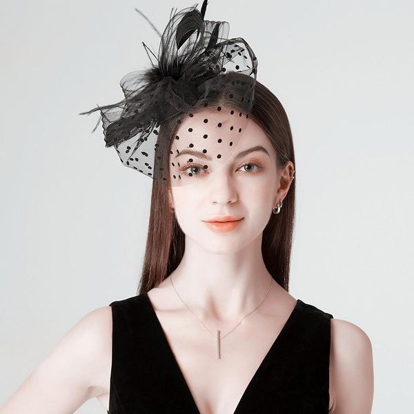 womens retro wave point mesh veil hat fluffy feather solid color alligator hair clip half face cover bowknot fascinator small accessories
womens retro wave point mesh veil hat fluffy feather solid color alligator hair clip half face cover bowknot fascinator small accessories