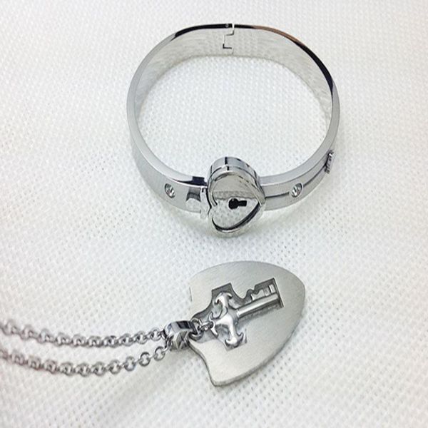 earrings & necklace couple titanium steel lock bangle bracelet key pendant love sets gift u2jf, Silver
earrings & necklace couple titanium steel lock bangle bracelet key pendant love sets gift u2jf, Silver