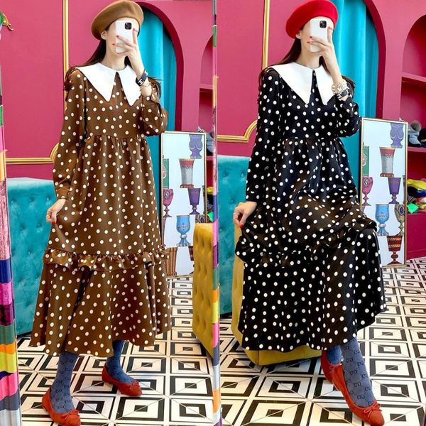 casual dresses 2021 korean ins french retro polka dot color matching pointy collar loose age-reducing slimming dress, Black;gray
casual dresses 2021 korean ins french retro polka dot color matching pointy collar loose age-reducing slimming dress, Black;gray