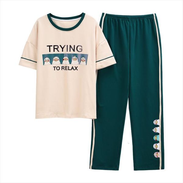 kawaii pijamas summer cotton womens sleepwears homewear short sleeves long pants cute girls printing lovely korean stylish two piece set, Black;red
kawaii pijamas summer cotton womens sleepwears homewear short sleeves long pants cute girls printing lovely korean stylish two piece set, Black;red