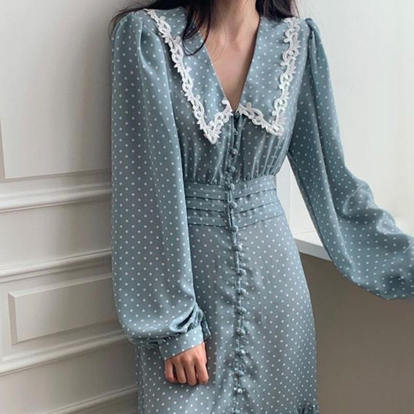casual dresses zcsmll black dot printing korean doll collar single-breasted pleated puff sleeve women dress 2021 summer autumn, Black;gray
casual dresses zcsmll black dot printing korean doll collar single-breasted pleated puff sleeve women dress 2021 summer autumn, Black;gray