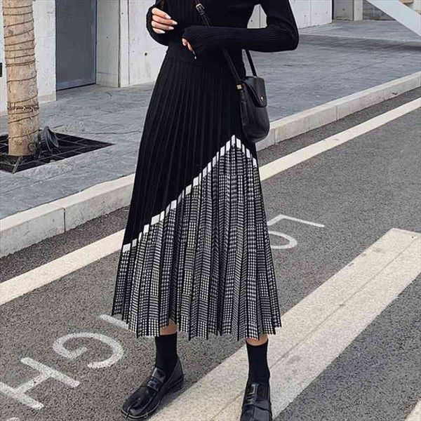 houndstooth knitted long skirts women vintage black high waist patchwork midi pleated skirt autumn winter elegant casual
houndstooth knitted long skirts women vintage black high waist patchwork midi pleated skirt autumn winter elegant casual