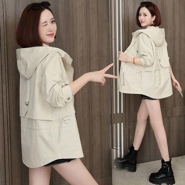 women's trench coats coat mid-length spring autumn outerwear korean loose female windbreaker overcoat ladies casual plus size, Tan;black
women's trench coats coat mid-length spring autumn outerwear korean loose female windbreaker overcoat ladies casual plus size, Tan;black