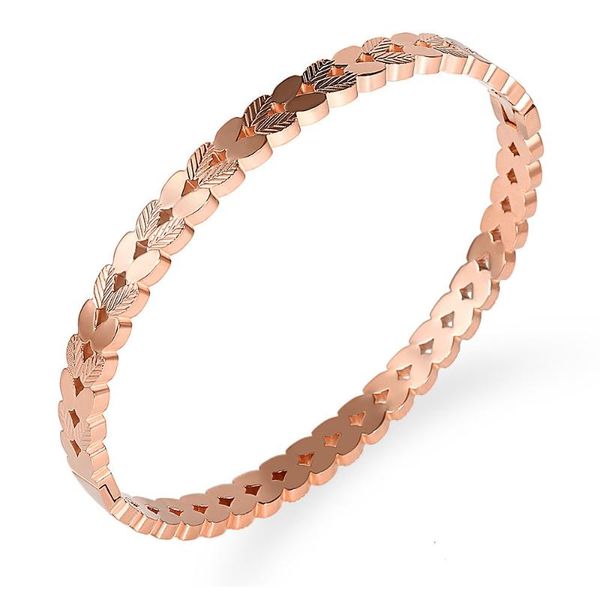 bangle custom jewelry wholesale stainless steel multi leaves hollow out wheat head shape rose gold color women, Black
bangle custom jewelry wholesale stainless steel multi leaves hollow out wheat head shape rose gold color women, Black