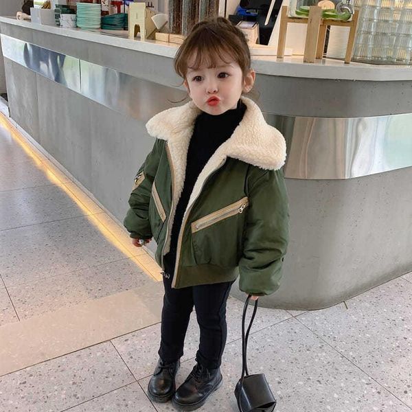 down coat girls' cotton coats lambswool lining 2021 fashion army green outerwear autumn winter children turn collar warm jacket, Blue;gray
down coat girls' cotton coats lambswool lining 2021 fashion army green outerwear autumn winter children turn collar warm jacket, Blue;gray