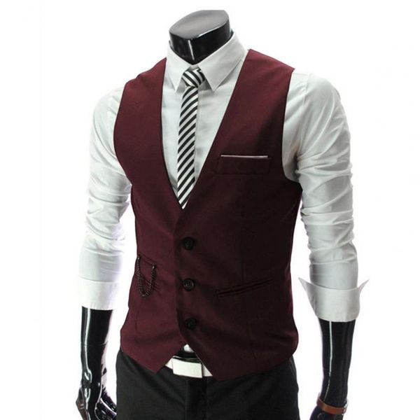men's vests youthful men formal vest sleeveless pockets single-breasted male suit solid color business /wedding workwear, Black;white
men's vests youthful men formal vest sleeveless pockets single-breasted male suit solid color business /wedding workwear, Black;white