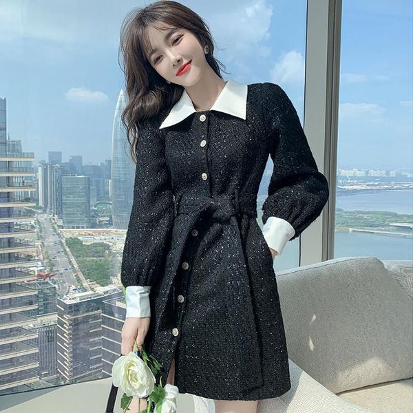 casual dresses long sleeve plaid wool dress women autumn winter turn-down collar slim single breasted work office tweed korean style, Black;gray
casual dresses long sleeve plaid wool dress women autumn winter turn-down collar slim single breasted work office tweed korean style, Black;gray