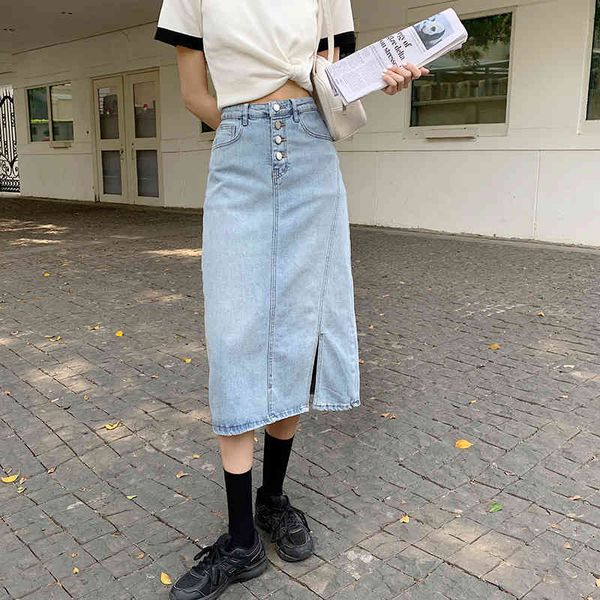 skirts summer long denim skirt women four buttons high waist a line jeans blue one side slit street style jupe en jean sipg, Black
skirts summer long denim skirt women four buttons high waist a line jeans blue one side slit street style jupe en jean sipg, Black