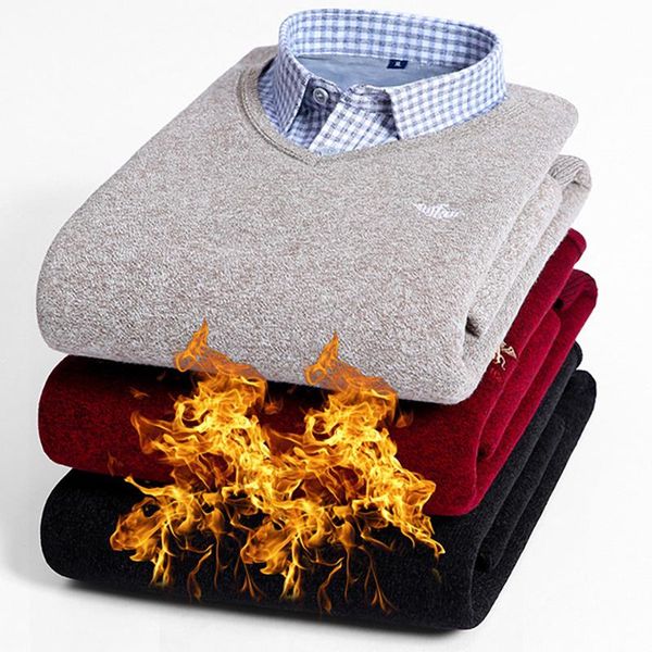 men's casual shirts winter fake two-piece warm men shirt pullover sweater plus velvet thick dress long sleeve, White;black
men's casual shirts winter fake two-piece warm men shirt pullover sweater plus velvet thick dress long sleeve, White;black