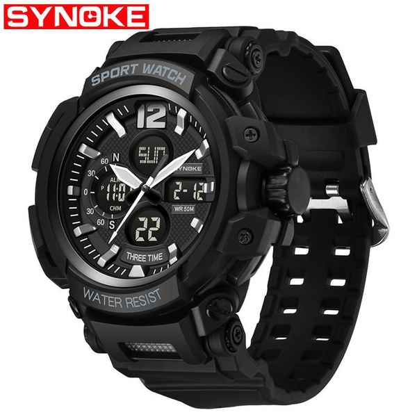 wristwatches synoke men's wrist watches multifunctional man sports digital watch outdoor large dial clock 50 meters swimming waterproof, Slivery;brown 
wristwatches synoke men's wrist watches multifunctional man sports digital watch outdoor large dial clock 50 meters swimming waterproof, Slivery;brown