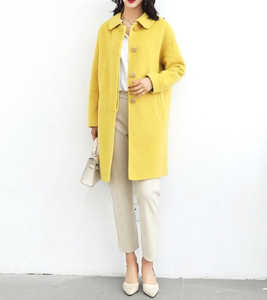 women's wool & blends women coat 2021 spring woolen outerwear medium length slim, Black
women's wool & blends women coat 2021 spring woolen outerwear medium length slim, Black