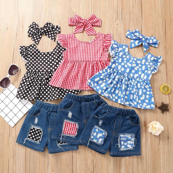 toddler kids baby girls outfits floral plaid polka dot printed clothes sets sleeveless denim shorts summer clothing set, White
toddler kids baby girls outfits floral plaid polka dot printed clothes sets sleeveless denim shorts summer clothing set, White