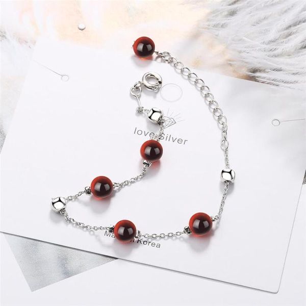 link, chain sole memory natural garnet sweet fresh cool cute lucky 925 sterling silver female resizable bracelets sbr176, Black
link, chain sole memory natural garnet sweet fresh cool cute lucky 925 sterling silver female resizable bracelets sbr176, Black