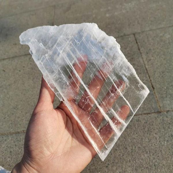 decorative objects & figurines natural white rough selenite crystal slab transparent gypsum specimen