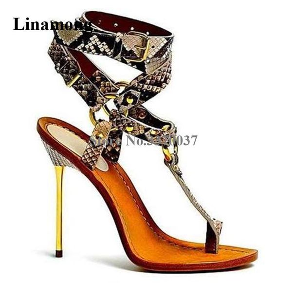 brand design women fashion snake leather metal stiletto heel gladiator sandals click toe buckles high dress heels, Black
brand design women fashion snake leather metal stiletto heel gladiator sandals click toe buckles high dress heels, Black