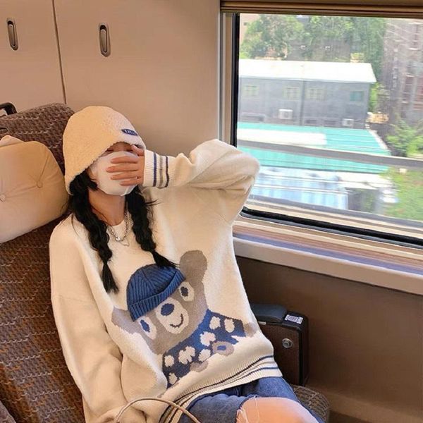 women's sweaters deeptown korean style knitted sweater women bear print round neck oversize jumper soft lazy wind long sleevepullover f, White;black
women's sweaters deeptown korean style knitted sweater women bear print round neck oversize jumper soft lazy wind long sleevepullover f, White;black