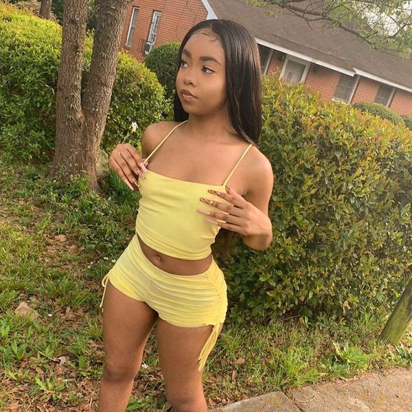 women's tracksuits euro fashion women clothes 2021 summer solid backless rope halter pleated pants suit sweet girl shirring short sets, Gray
women's tracksuits euro fashion women clothes 2021 summer solid backless rope halter pleated pants suit sweet girl shirring short sets, Gray