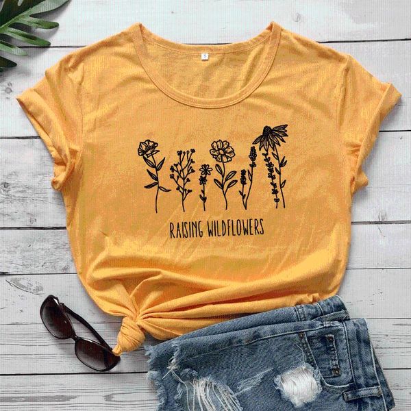 women's t-shirt raising wildflowers woman casual summer female tee short sleeve t shirt, White
women's t-shirt raising wildflowers woman casual summer female tee short sleeve t shirt, White