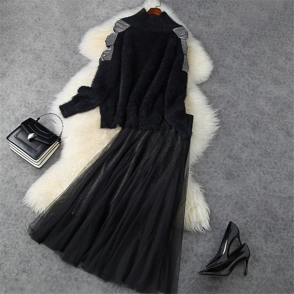 two piece dress luxo diamonds mohair sweater and skirt knitted-out suit set winter runway elegant party designers celebrity parties two garm, White
two piece dress luxo diamonds mohair sweater and skirt knitted-out suit set winter runway elegant party designers celebrity parties two garm, White