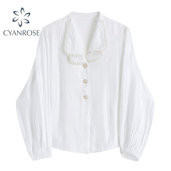 french vintage satin blouses double-layer pearl spliced cardigan elegant shirts female long sleeve loose office ladies 210515, White
french vintage satin blouses double-layer pearl spliced cardigan elegant shirts female long sleeve loose office ladies 210515, White