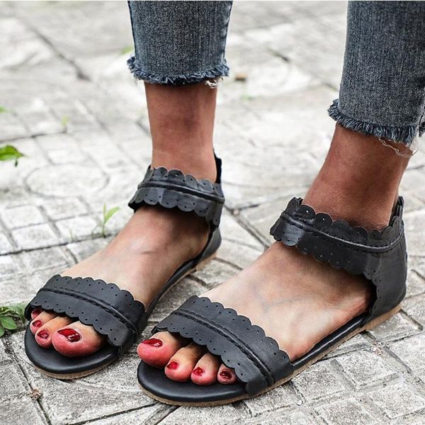 sandals women summer solid casual vintage lace open toe zipper flat shoes spot sales, Black
sandals women summer solid casual vintage lace open toe zipper flat shoes spot sales, Black