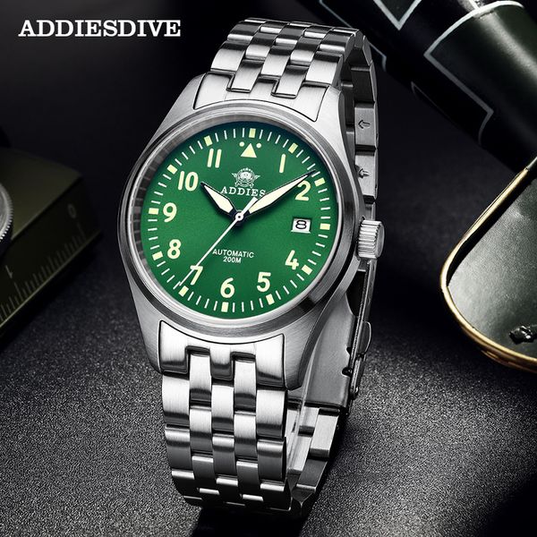 addies dive pilot watch automatic mechanical diver watch c3 luminous mens watches divers sapphire crystal 200m dive watch nh35g, Slivery;brown 
addies dive pilot watch automatic mechanical diver watch c3 luminous mens watches divers sapphire crystal 200m dive watch nh35g, Slivery;brown