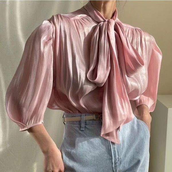 women's blouses & shirts see through lace up bow design stand collar blouse women office lady puff long sleeve solid loose shirt 2021 s, White
women's blouses & shirts see through lace up bow design stand collar blouse women office lady puff long sleeve solid loose shirt 2021 s, White