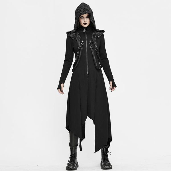 women's trench coats long jacket gothic hooded zipper female outerwear fashion punk women coat solid color irregular shape, Tan;black
women's trench coats long jacket gothic hooded zipper female outerwear fashion punk women coat solid color irregular shape, Tan;black