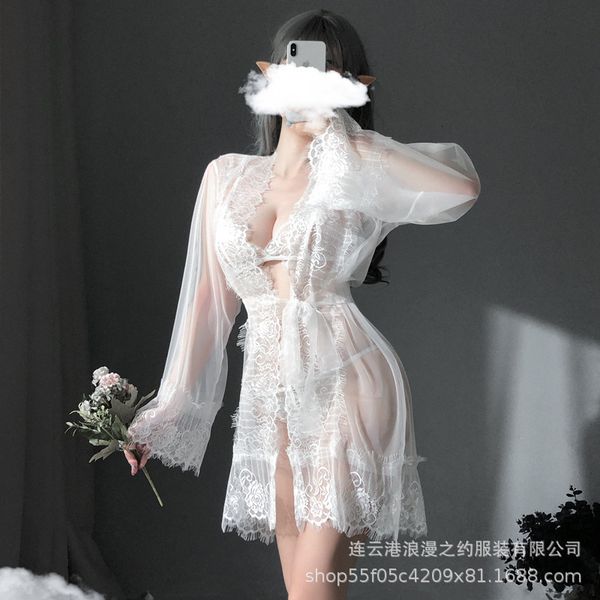 size lady lingerie large mesh eyelashes lace transparent pajamas temptation suit, Black;white
size lady lingerie large mesh eyelashes lace transparent pajamas temptation suit, Black;white