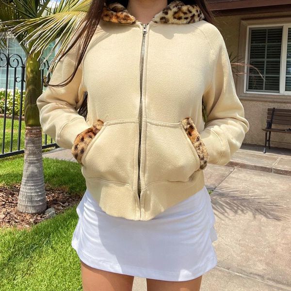women's sweaters fashion autumn and winter leopard stitching hooded zipper sweater jacket casual short long sleeve skin color cardigan, White;black
women's sweaters fashion autumn and winter leopard stitching hooded zipper sweater jacket casual short long sleeve skin color cardigan, White;black