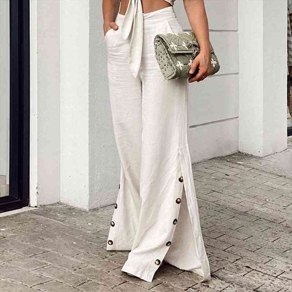 women high waist solid color long pants side split wide leg pants elegant palazzo long trousers oversized streetwears, Black;white
women high waist solid color long pants side split wide leg pants elegant palazzo long trousers oversized streetwears, Black;white