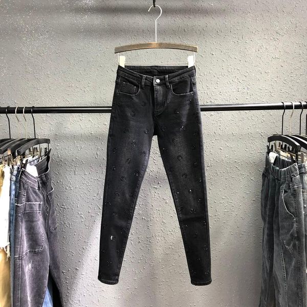 women's jeans industry moon drilling skinny long pants 2021 spring students high-waist slim fit pencil denim, Blue
women's jeans industry moon drilling skinny long pants 2021 spring students high-waist slim fit pencil denim, Blue