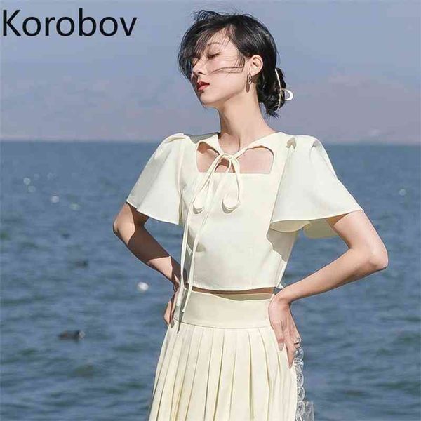 korobov square collar lace up summer blouse women solid color short sleeve shirts female korean style new chic crop blusas 210430, White
korobov square collar lace up summer blouse women solid color short sleeve shirts female korean style new chic crop blusas 210430, White