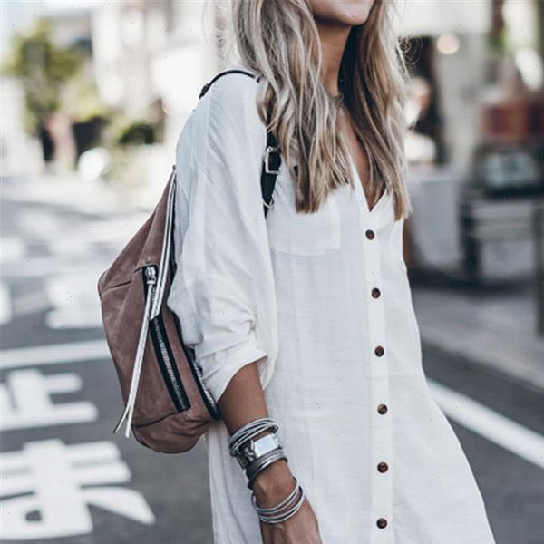elegant loose casual pure color women shirts v neck long sleeved summer womens fashion blouses tunic, White
elegant loose casual pure color women shirts v neck long sleeved summer womens fashion blouses tunic, White