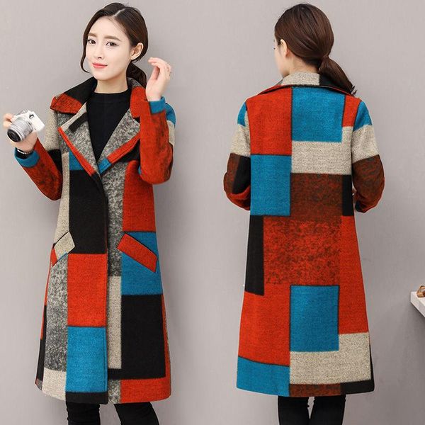 mid-length woolen coat womengood quality korean color plaid long sleeve women's wool & blends, Black
mid-length woolen coat womengood quality korean color plaid long sleeve women's wool & blends, Black